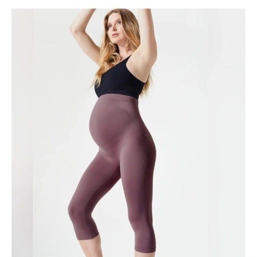 Blanqi Leggings Everyday Purple Maternity Pregnancy Belly Support Cropped Large